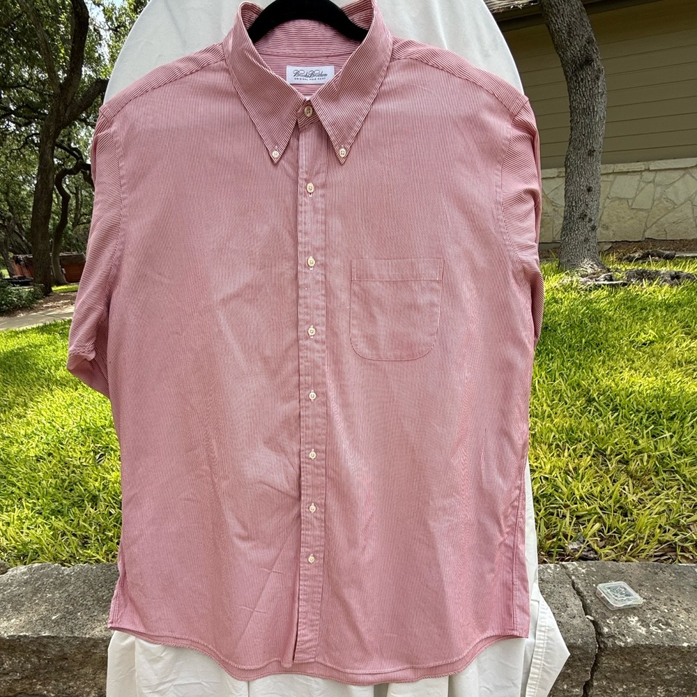Brooks Brothers Red & White Pin Stripe Casual Button Down Shirt Size 19-35 (2XL) - Picture 11 of 15